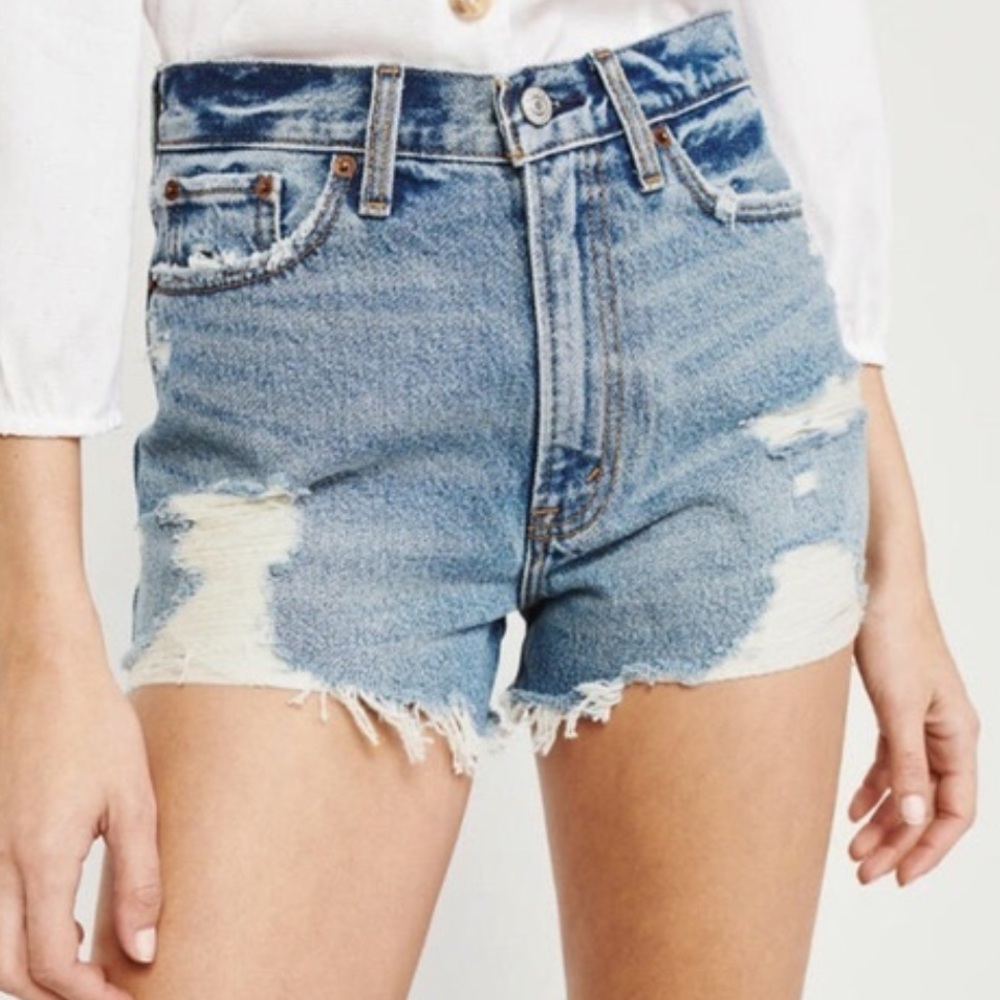 Distressed high rise A&F shorts